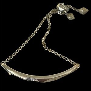 Kendra Scott Angela Pave CZ Adjustable Gold Tone Plated ID Curve Bracelet